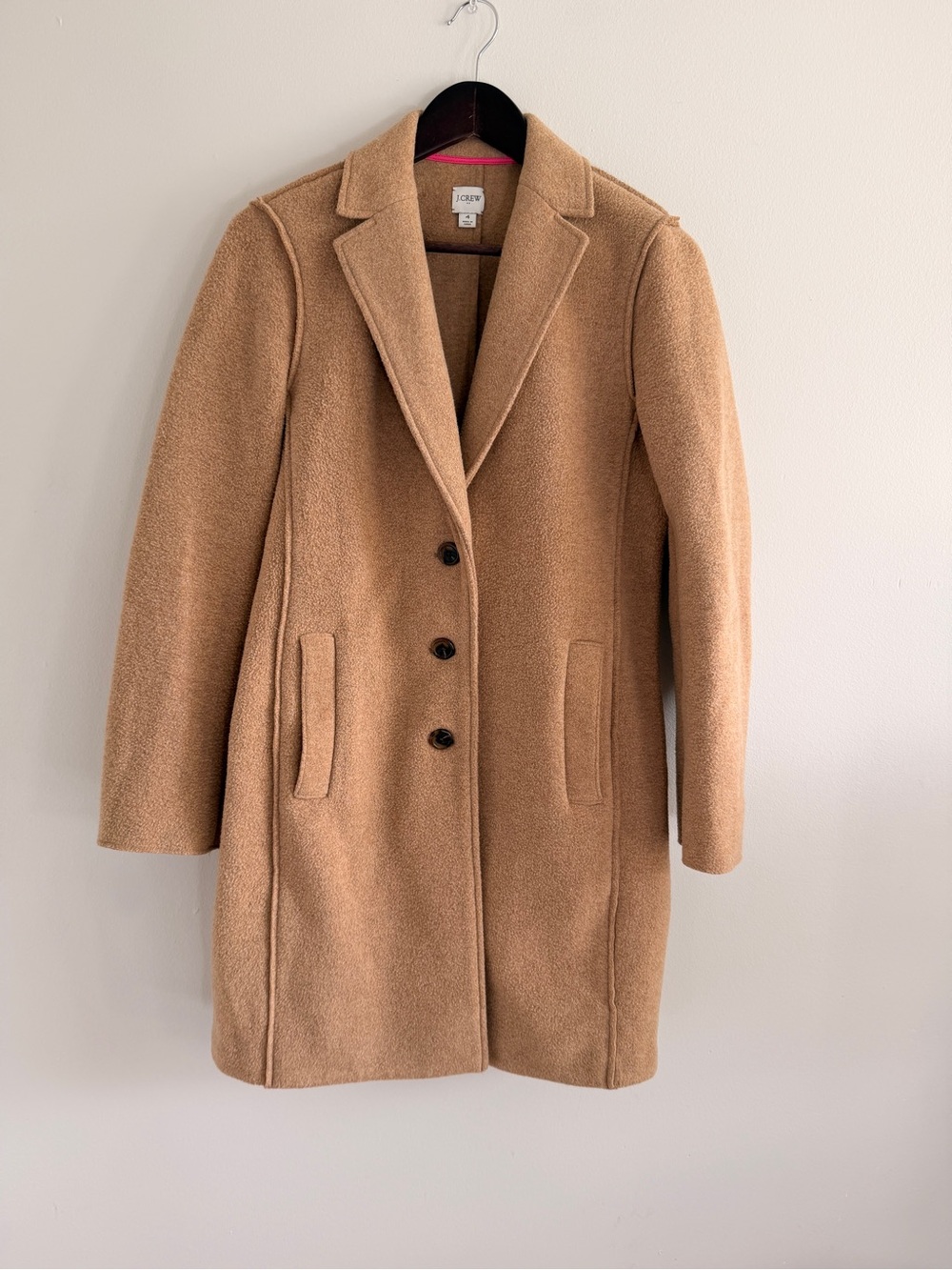 J.CREW Boiled Wool Blend Top Coat Brown Size 4